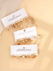 18 Pair Trendy Metal Hollow Earring Set