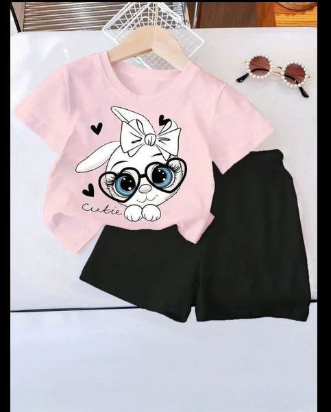 Rabbit Bow T-Shirt & Short Set