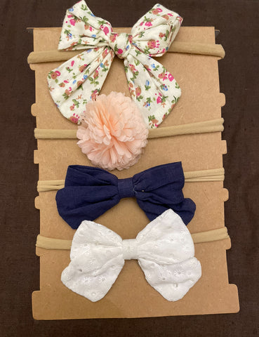 Super Soft Elastic Bow Headband Set (4pcs)