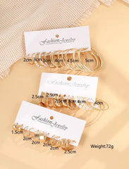 18 Pair Trendy Metal Hollow Earring Set