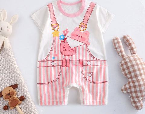 Check Dungaree Printed Romper