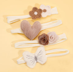 Baby Heart Shape Felt Flower Headband Set (4pcs)