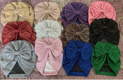 Shimmery Glitter Big Bow Cap (Pack of 3)