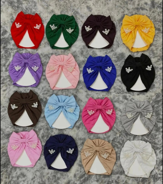 Three Pearl Cotton Big Bow Cap (Pack of 3)