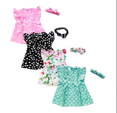 Cotton Frock With Headband (Pack of 4)