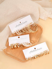 18 Pair Trendy Metal Hollow Earring Set