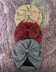 Shimmery Glitter Big Bow Cap (Pack of 3)