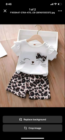 Cat Design T-Shirt & Short Set