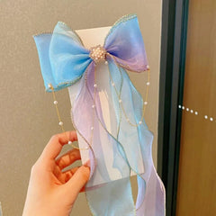 Kids Chiffon Bow Ribbon Hairpin