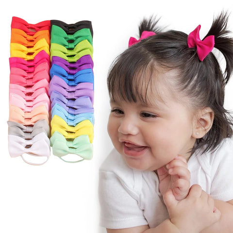 Girl Bow Solid Color Elastic Hair Ties (40pcs)