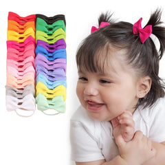 Girl Bow Solid Color Elastic Hair Ties (40pcs)