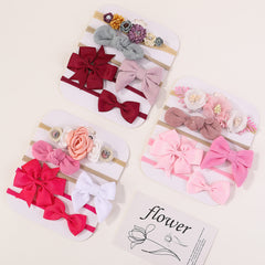 Baby Girl New Bowknot Knit Nylon Headbands (Pack of 5)