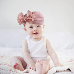 Shiny Bowknot Baby Cap - TEA PINK
