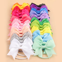 Girl Bow Solid Color Elastic Hair Ties (40pcs)