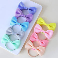 Girl Bow Solid Color Elastic Hair Ties (40pcs)