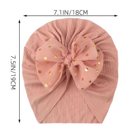 Shiny Bowknot Baby Cap - TEA PINK