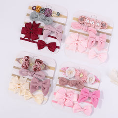 Baby Girl New Bowknot Knit Nylon Headbands (Pack of 5)