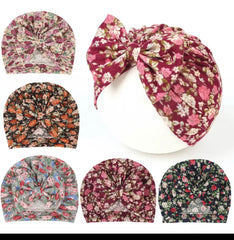 Flower Print Bow Cap