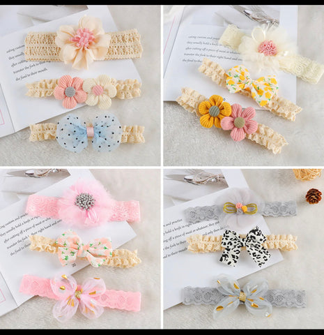 Pre-Order Lace Flower Headband Set (Pack of 3)
