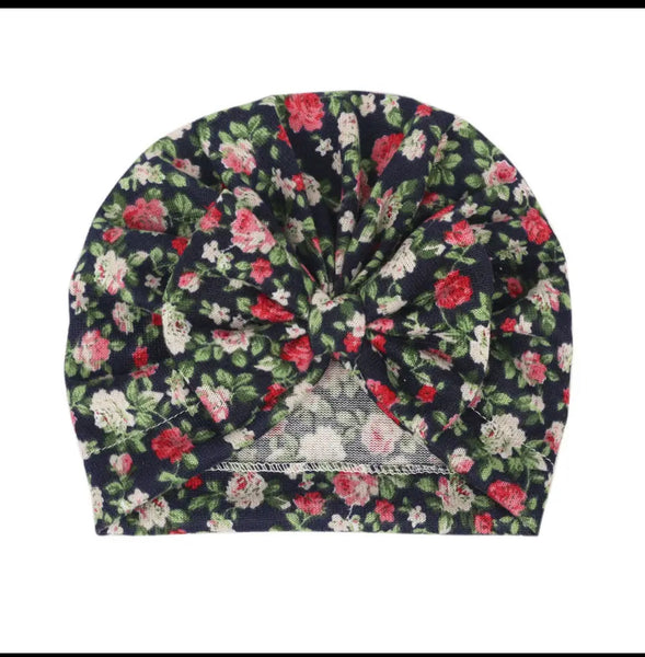 Flower Print Bow Cap