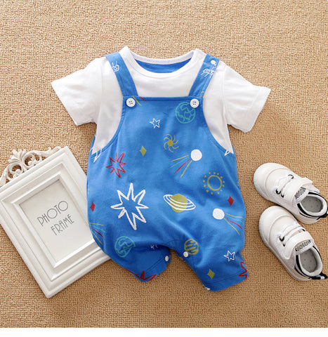 Space Print Short Leg Romper