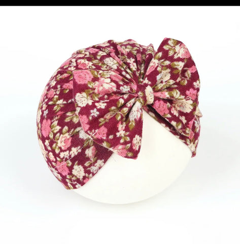 Flower Print Bow Cap