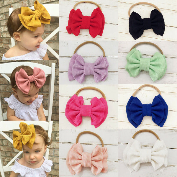 Elastic Big Bow Headband (Set of 8)