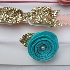 Baby Felt Flower Glittery Headband Set 1pc/3pcs