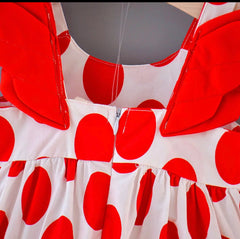 Polka Dress with Hat- red