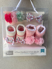 Hudson Baby 4 Piece Headband and Socks Set