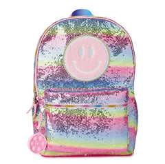 Smiley Face Sequin Kids School Backpack