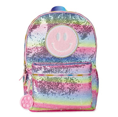 Smiley Face Sequin Kids School Backpack
