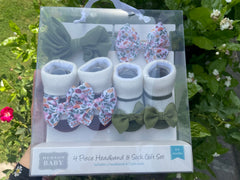 Hudson Baby 4 Piece Headband and Socks Set