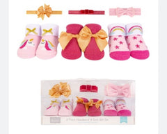 Hudson Baby 6 Piece Headband and Socks Gift Set