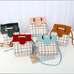 PU Check Leather Crossbody Bag