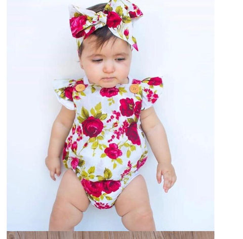 Floral romper with band set