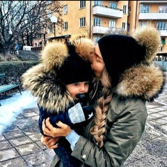 Double pompom cap - mother & kid set