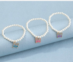 Pearl Butterfly Bracelet Set
