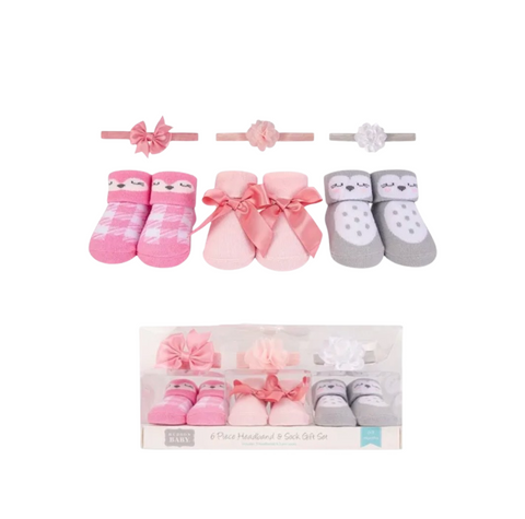 Hudson Baby 6 Piece Headband and Socks Gift Set