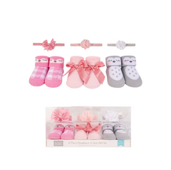 Hudson Baby 6 Piece Headband and Socks Gift Set