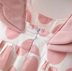 Polka Dress with Hat- Teapink