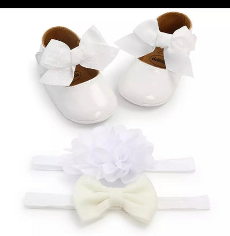 Bow Shoe with band set- White