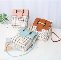 PU Check Leather Crossbody Bag