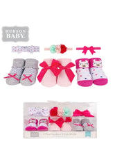Hudson Baby 6 Piece Headband and Socks Gift Set