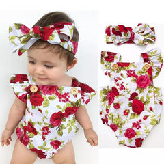 Floral romper with band set
