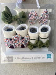 Hudson Baby 4 Piece Headband and Socks Set
