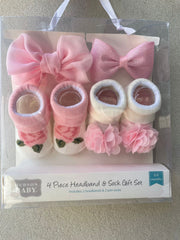 Hudson Baby 4 Piece Headband and Socks Set