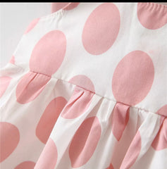 Polka Dress with Hat- Teapink