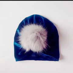 Velvet Pom Pom Cap