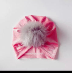 Velvet Pom Pom Cap